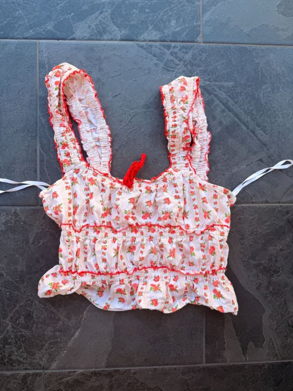 Cottagecore Coquette Red Floral Tank Top Small / Medium